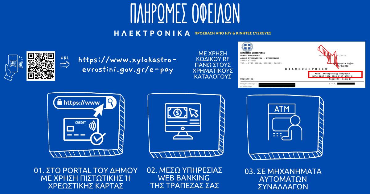 ΝΕΑ ΥΠΗΡΕΣΙΑ! Ηλεκτρονικές Πληρωμές εύκολα με Χρήση Ταυτότητας Πληρωμής (25ψήφιος Κωδικός ΔΙΑΣ RF)