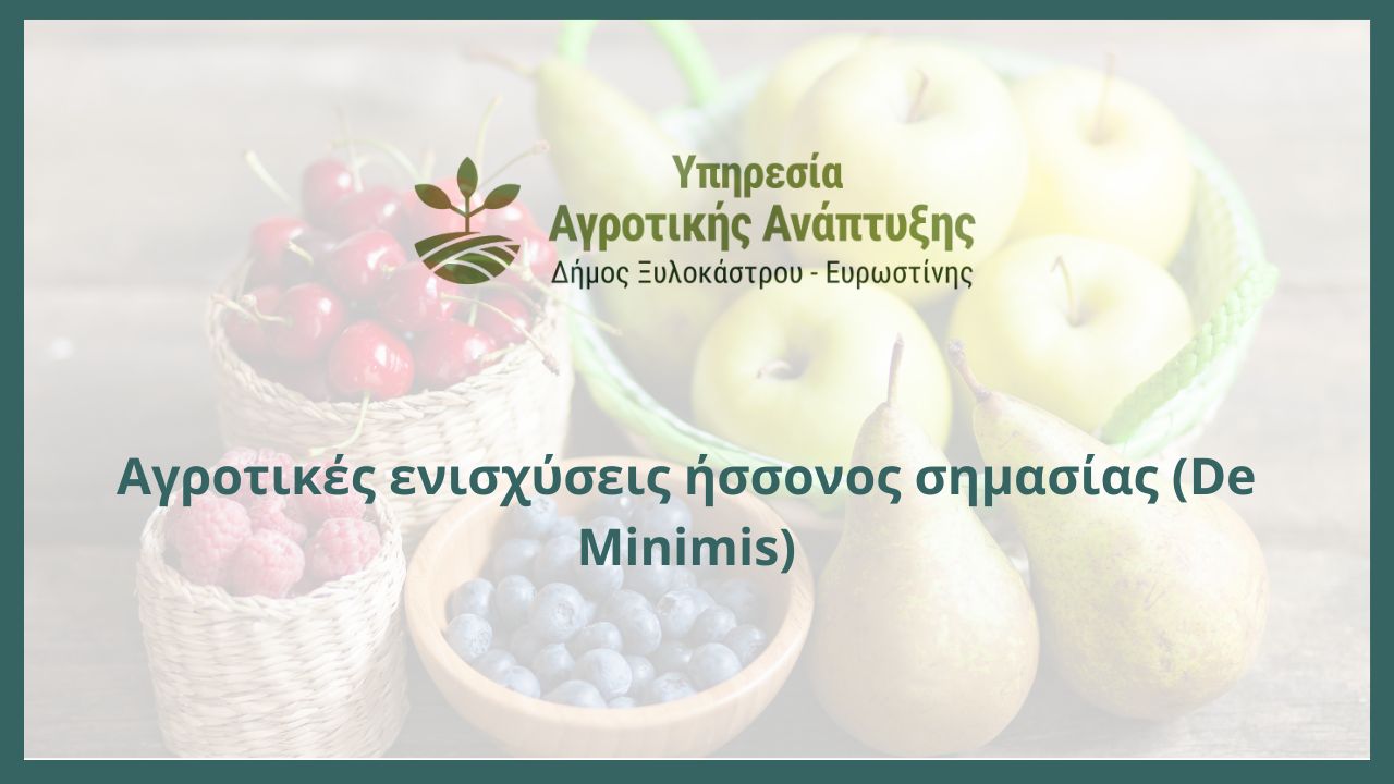 Αγροτικές ενισχύσεις ήσσονος σημασίας (De Minimis)