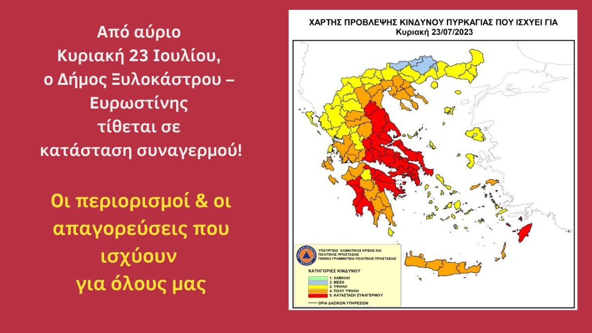 Ο Δήμος μας τίθεται σε κατάσταση συναγερμού - Απαγορεύσεις & συνοδοί περιορισμοί