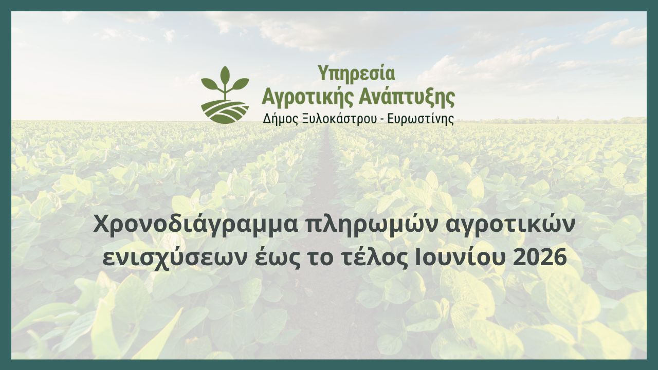 Χρονοδιάγραμμα πληρωμών αγροτικών ενισχύσεων έως το τέλος Ιουνίου 2026