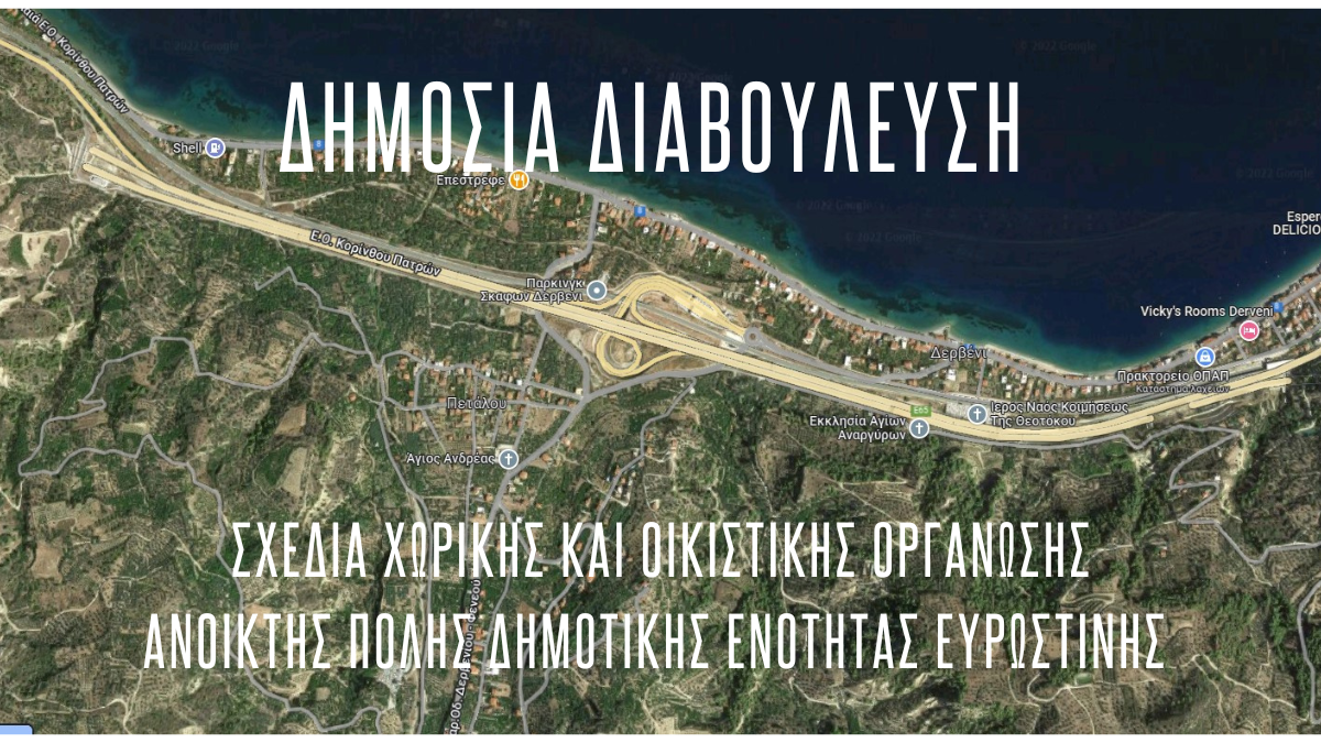 Δημόσια Διαβούλευση –  Σχέδια Χωρικής και Οικιστικής Οργάνωσης Ανοικτής Πόλης Δημοτικής Ενότητας Ευρωστίνης (Στάδιο Β1)